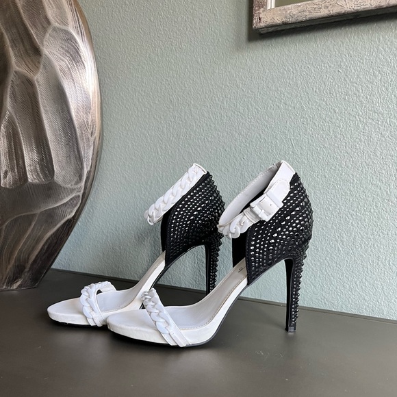{Fergie} Studded Chain Strap Heels